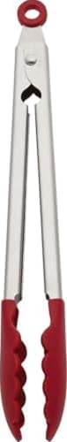 KitchenAid Silicone Stainless Steel Tongs, 12 Inch, Red