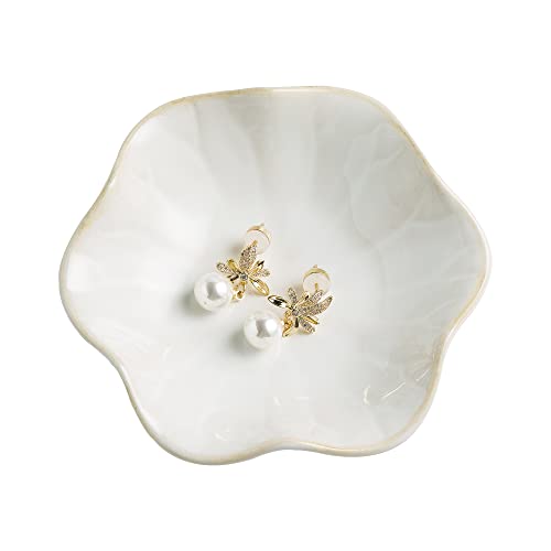BEUNAIZER Jewelry Dish Tray, Ring Dish, Ceramic Trinket Tray, Key Bowl | Decorative plate style keeps earrings, necklaces and small items easy to see, suited for friends, daughters and mothers.