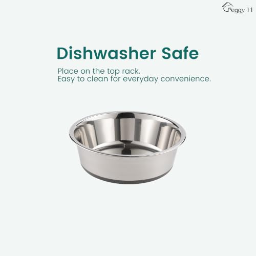 PEGGY11 Nonslip Stainless Steel Dog Bowls, 3.8 US Cup Each, 2 Pack | No slide silicone bottom, Dishwasher safe, Easy to clean, Stackable design