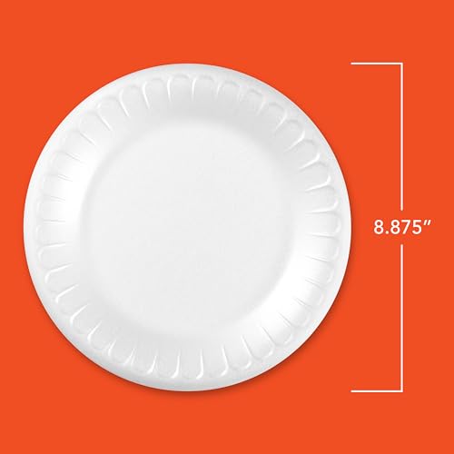 Hefty Everyday Soak Proof Round Foam Plates, White, 9 inches, 45ct | Disposable White Plates for Lunch, Salads, Appetizers, Great for Everyday Use, Easy Cleanup, Soak Proof