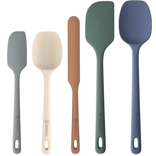 ChefAide 5 Pieces Silicone Spatulas Set, Heat Resistant Rubber Spatula | Food Grade Silicone, Heat Resistant Up to 600°F, Upgrade Strong Handle, Safe for Nonstick Cookware,Ideal for Cooking & Baking