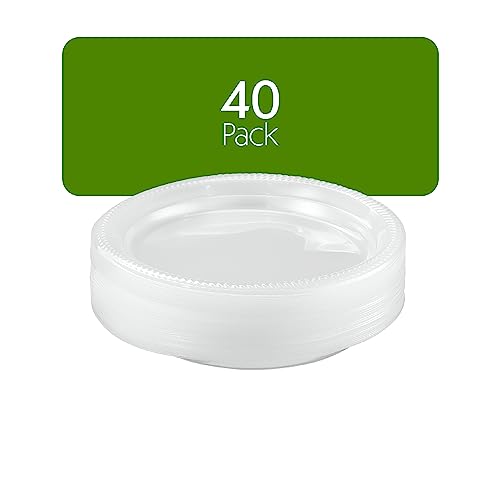 PLASTICPRO 40 Pack Clear Plastic Plates 9 Inch Durable Disposable Plastic Dinner Plates for Parties Events BBQ