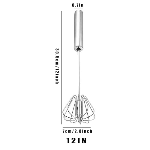 Digead Stainless Steel Egg Whisk, Hand Push Rotary Whisk Blender, Versatile Milk Frother, Hand Push Mixer Stirrer for Blending, Whisking, Beating & Stirring (12in)