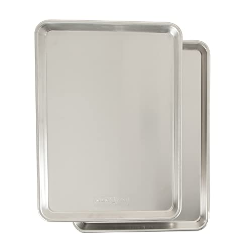 Nordic Ware Naturals Half Sheet - USA Made Aluminum Commercial Quality Sheet Pan for Baking or Roasting, Encapsulated Galvanized Steel Rim Prevents Warping, 2-Pack