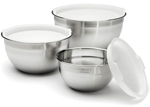 Cuisinart Mixing Bowl Set, Nesting Bowls, Stainless Steel, 3-Piece | 1.5, 3 & 5 qt. stainless steel mixing bowls for baking, cooking & prep, dishwasher safe, durable & compact, CTG-00-SMB