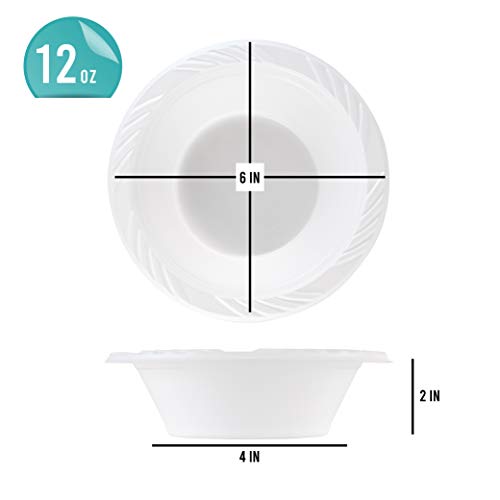 100 Count Disposable 12 ounce White Plastic Soup Bowls