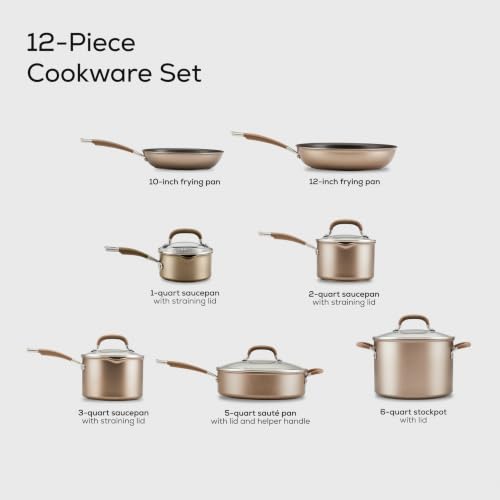 Circulon Premier Professional Induction Pots and Pans Set, 12-Piece, Bronze