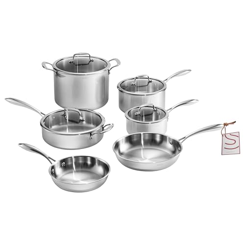 5 Ply Clad 10 Pcs Stainless Steel Pots and Pans Set