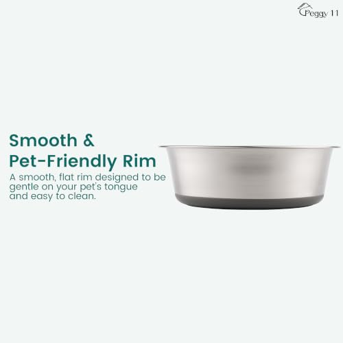 PEGGY11 Nonslip Stainless Steel Dog Bowls, 3.8 US Cup Each, 2 Pack | No slide silicone bottom, Dishwasher safe, Easy to clean, Stackable design