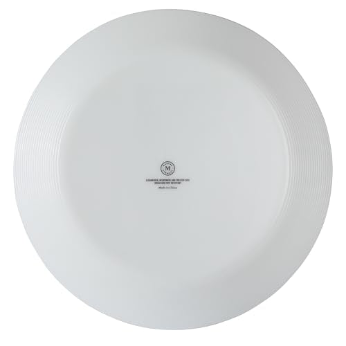 Martha Stewart Opalton Dinner Plates 6-Piece 10-Inch Plate Set – Chip and Break Resistant Opal Glass Plates - White