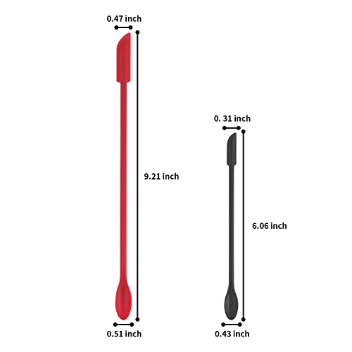 Cuttte 2pcs Mini Makeup Spatula Silicone Skincare Spatula Set for Cosmetic | Small Foundation Lotion Scrapers, Reusable Beauty Tiny Tool, Thin Jar Scraper for Kitchen, Get Last of Makeup Out, Black Red