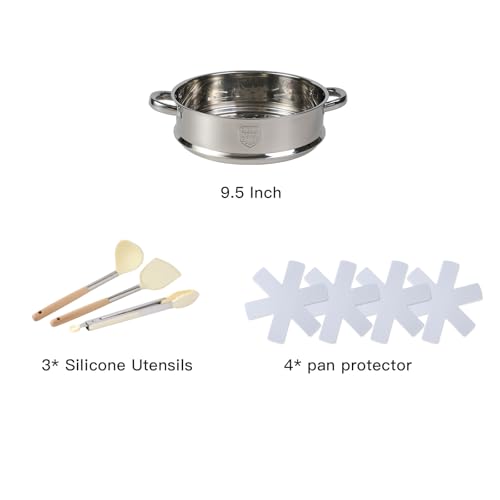Anymark 16PCS Pots and Pans Set Non Stick Cookware (white, 16pieces)
