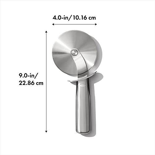 OXO Steel 4 in Pizza Wheel | Pizza Cutter, Stainless Steel Blade, Thumb Guard, Cut Clean Slices, Dishwasher Safe, Kitchen Essentials