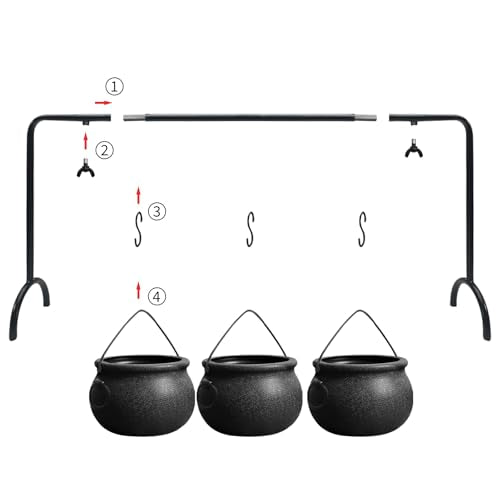 Halloween Decorations Indoor, 3 Pack Witches Cauldron Serving Bowls on Rack | Halloween Party Decorations Halloween Candy Bowl Black Plastic Cauldron for Home Kitchen Decor