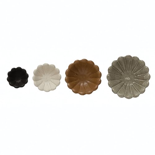 Creative Co-Op Stoneware Flower Bowls, 6" L x 6" W x 3" H, Multicolor