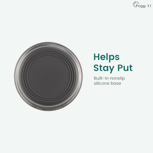 PEGGY11 Nonslip Stainless Steel Dog Bowls, 3.8 US Cup Each, 2 Pack | No slide silicone bottom, Dishwasher safe, Easy to clean, Stackable design
