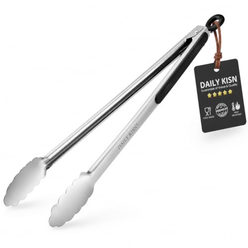 Grill Tongs, 17 Inch Extra Long Stainless Steel BBQ Tongs (17", 1PC) | UP to 600 °F | For Cooking/Serving/Grilling | Heat-Resistant | Dishwasher Safe