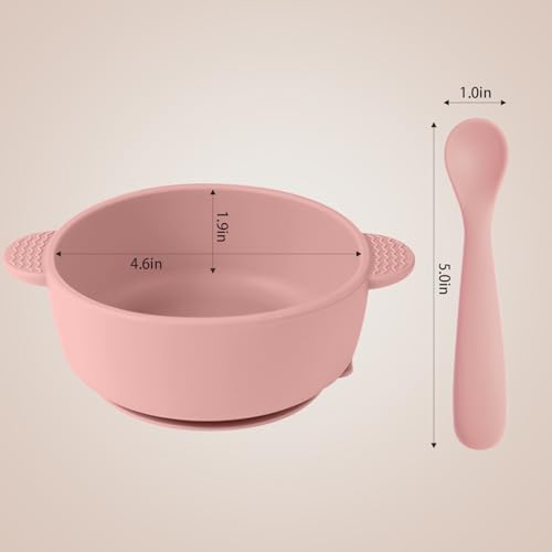 Eascrozn 3 Pack Baby Bowls with Suction and 3 Pack Baby Spoons, BPA Free | Food Grade Silicone Baby Feeding Set for Babies Toddler Kids, Microwave and Dishwasher Safe