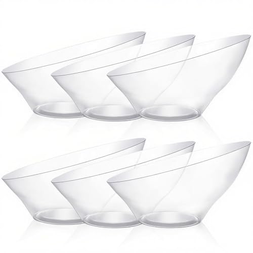 BESTVIP 54 Oz Clear Plastic Angled Serving Bowls, 12 Pack | Disposable Bowls for Chips, Snacks, Fruit & Salad, Perfect for Parties, Catering, Daily Use, Halloween & Christmas