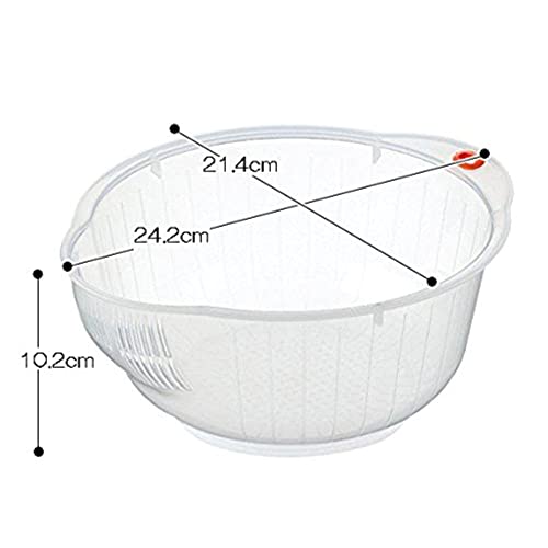 Inomata Plastic Japanese Rice Washing Bowl with Strainer, 2 quart | Strainer
