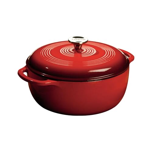 Lodge Essential Enamel Cast Iron Dutch Oven, 6 Quart, Island Spice Red