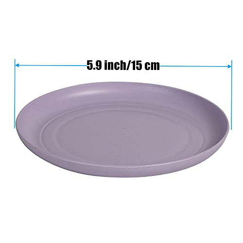 CAMBUY Wheat Straw Plates 6 Pack 5.9 Inch Small Appetizer Plate Set | Unbreakable Lightweight Reusable Dishwasher & Microwave Safe Daily Use Dinner Dishes for Kitchen Outdoor Camping