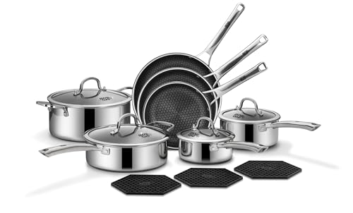 SNOWCLAD Pots and Pans Set Non Stick | Stainless Steel Kitchen Cookware