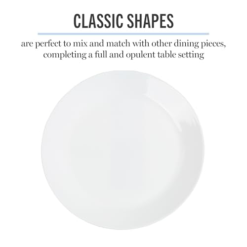 Martha Stewart Opalton Dinner Plates 6-Piece 10-Inch Plate Set – Chip and Break Resistant Opal Glass Plates - White