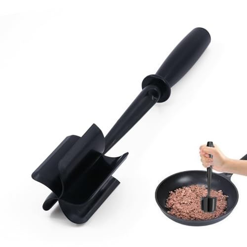 Meat Chopper, 5 Curve Blades Ground Beef Smasher, Heat Resistant Hamburger Smasher Tool, Nylon Potato Masher Utensil, Ground Meat Chopper, Meat Separator Tool for Hamburger, Non Stick Mix Chopper