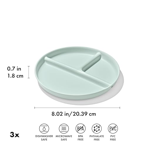 OXO Tot Stackable Divided Plates Set, 3-Pack, Light Multicolor