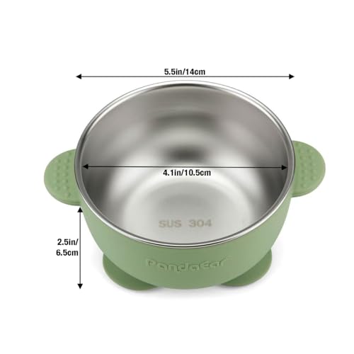 PandaEar 3 Pack Stainless Steel Baby Suction Bowls, Non-Slip Child Food Bowl with Silicone Sleeve for Kids Toddlers Infants, Unbreakable & Mess Free (Blue Green Beige)