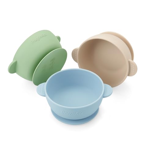 PandaEar 3 Pack Baby Bowls with Suction| Stay Put Silicone Food Bowl for Babies Kids Toddlers Infants| Food Grade Soft Safe BPA-Free Silicone (Multi-Color)