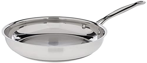 Cuisinart 10-Inch Open Skillet, Stainless Steel Skillet Large Kitchen Pan, Dishwasher Safe, Compatible with Induction, Electric, Gas Cooktops, Oven Safe Saucepan, Cool Grip Handles