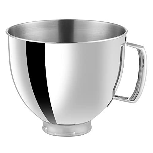 5 QT Stainless Steel Mixer Bowl Compatible With KITCHENAID TILT-HEAD STAND MIXERS 4.5-Quart (4.3 L) And 5-Quart (4.7 L) (Stainless Steel Polished)