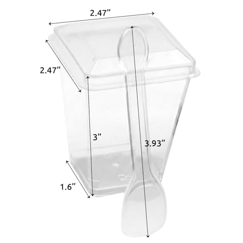 Sammray 100 Pack 5 oz Dessert Cups with Lids and Spoons, Plastic Parfait | 300 pcs serves 100; Disposable Clear Mini Party Set for Mousse, Tiramisu, Pudding, Appetizer, Salad, Yogurt, Cake, Wedding