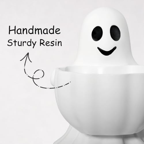 ENJOLLY Halloween Decor Cute Ghost Candy Bowl Durable Resin Snack Holder | Generous capacity for candies & snacks,durable easy-clean resin, versatile for tabletop entryway party