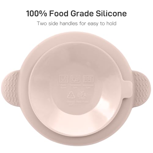 Eascrozn 3 Pack Baby Bowls with Suction and 3 Pack Baby Spoons, BPA Free | Food Grade Silicone Baby Feeding Set for Babies Toddler Kids, Microwave and Dishwasher Safe