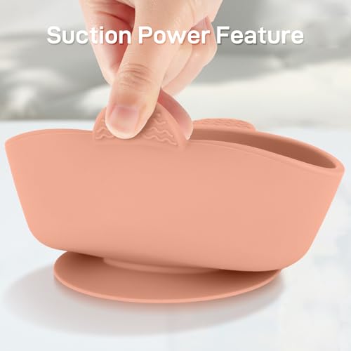Eascrozn 3 Pack Baby Bowls with Suction and 3 Pack Baby Spoons, BPA Free | Food Grade Silicone Baby Feeding Set for Babies Toddler Kids, Microwave and Dishwasher Safe