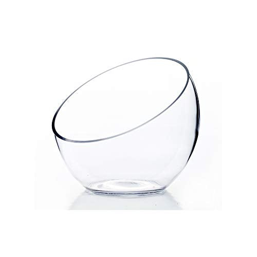 WGVI Clear Slant Cut Bowl Glass Vase, Glass Terrarium, Candy Dish, Glassware, Slant Cut, 7" Width, 6" Height (1 Piece)