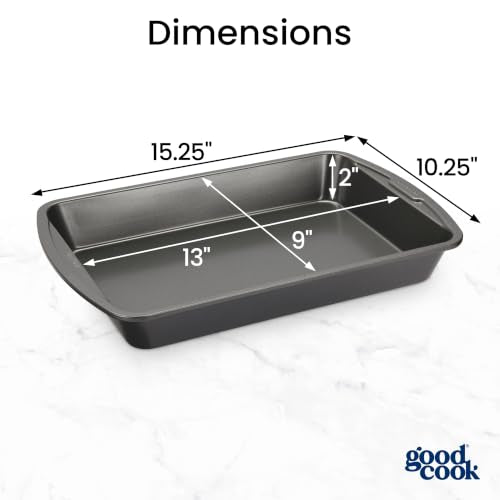 Good Cook Everyday Bake & Roast Pan with Scratch-Resistant Metal-Utensil Safe Nonstick, 13 x 9-Inch, Gray