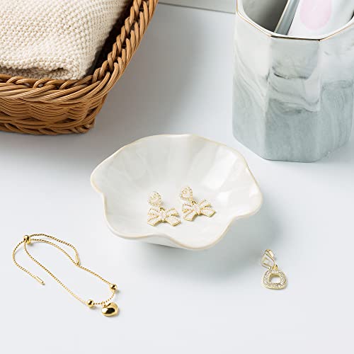 BEUNAIZER Jewelry Dish Tray, Ring Dish, Ceramic Trinket Tray, Key Bowl | Decorative plate style keeps earrings, necklaces and small items easy to see, suited for friends, daughters and mothers.