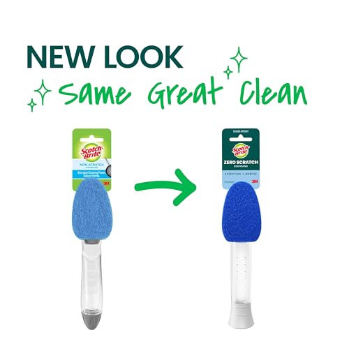 Scotch-Brite Zero Scratch Dishwand, 1 Wand | Dishwasher-Safe Scrub Wand with Built-in Scraper, Gentle Scrubbing Power, Stands Upright
