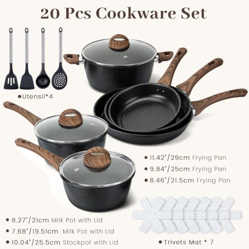20-Piece Pots and Pans Sets Non Stick