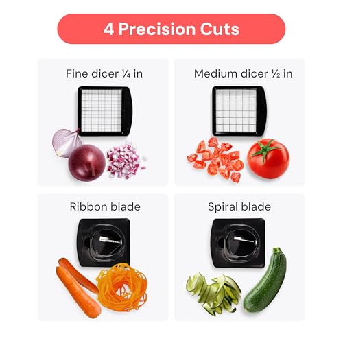 Fullstar Pro Original Vegetable Chopper & Spiralizer, All-in-1 Kitchen Tool | Multi-Blade Veggie Chopper, 5-Cup Container Onion & Food Cutter Dicer Spiralizer Dishwasher Safe Kitchen Gadgets & Essentials