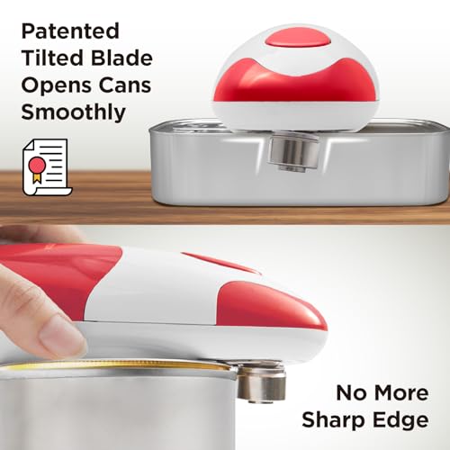 Kitchen Mama Auto Electric Can Opener, Battery Operated, Red | Automatic, Hands Free, Smooth Edge, Food-Safe, Effortless Everyday Use