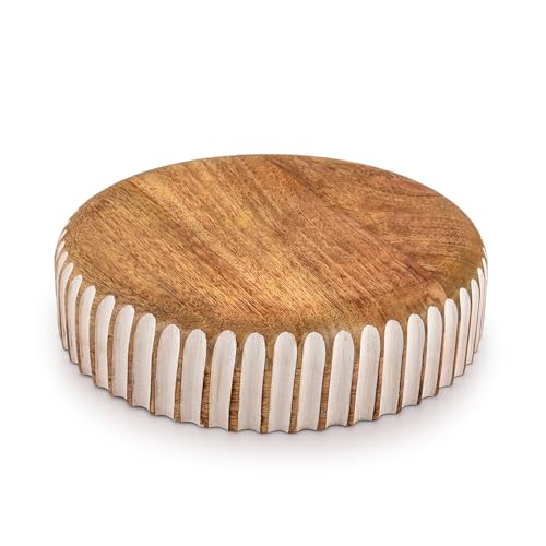 Kimona Fruit Bowls Wood Fruit Bowl or Decorative Bowl for Table Décor for Kitchen Counter or Farmhouse Christmas Centerpiece (10" X 10" X 2.5")