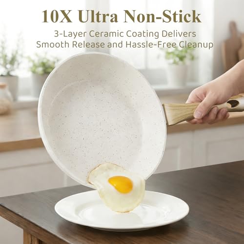 Bazova 24Pcs Pots and Pans Set, Long-Lasting Ceramic Nonstick Cookware Set