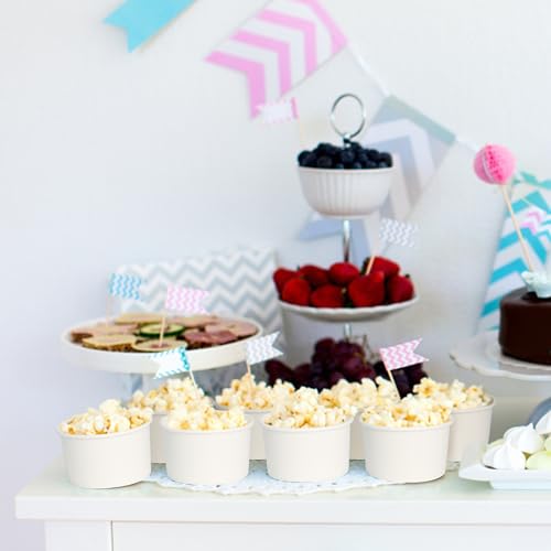 ESSENTIAL Paper Ice Cream Cups, 50 Pcs 8oz Paper Snack Bowls | Disposable Dessert Bowls (No Lids) for Hot or Cold Food, Paper Snack Containers for Sundae, Frozen Yogurt, Soup (White)