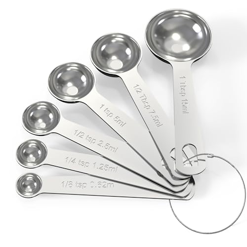 TILUCK Stainless Steel Measuring Cups & Spoons Set,Coffee Scoop Spoon | Kitchen Gadgets for Cooking & Baking,Set of 6
