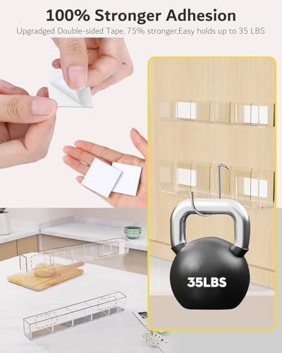 Upgraded 9.5'' Large Acrylic Straw Holder for Cabinet Door, Adjustable Space-Saving Straw Organizer Storage Dispenser for Cabinet with Ultra Sticky Adhesive Strips, 2-Part Rack, Drainage Holes